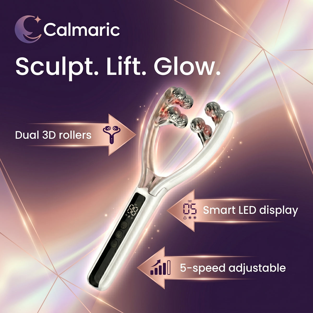 Calmaric Sculpt & Lift Facial Massager Red-Light Face & Neck Roller
