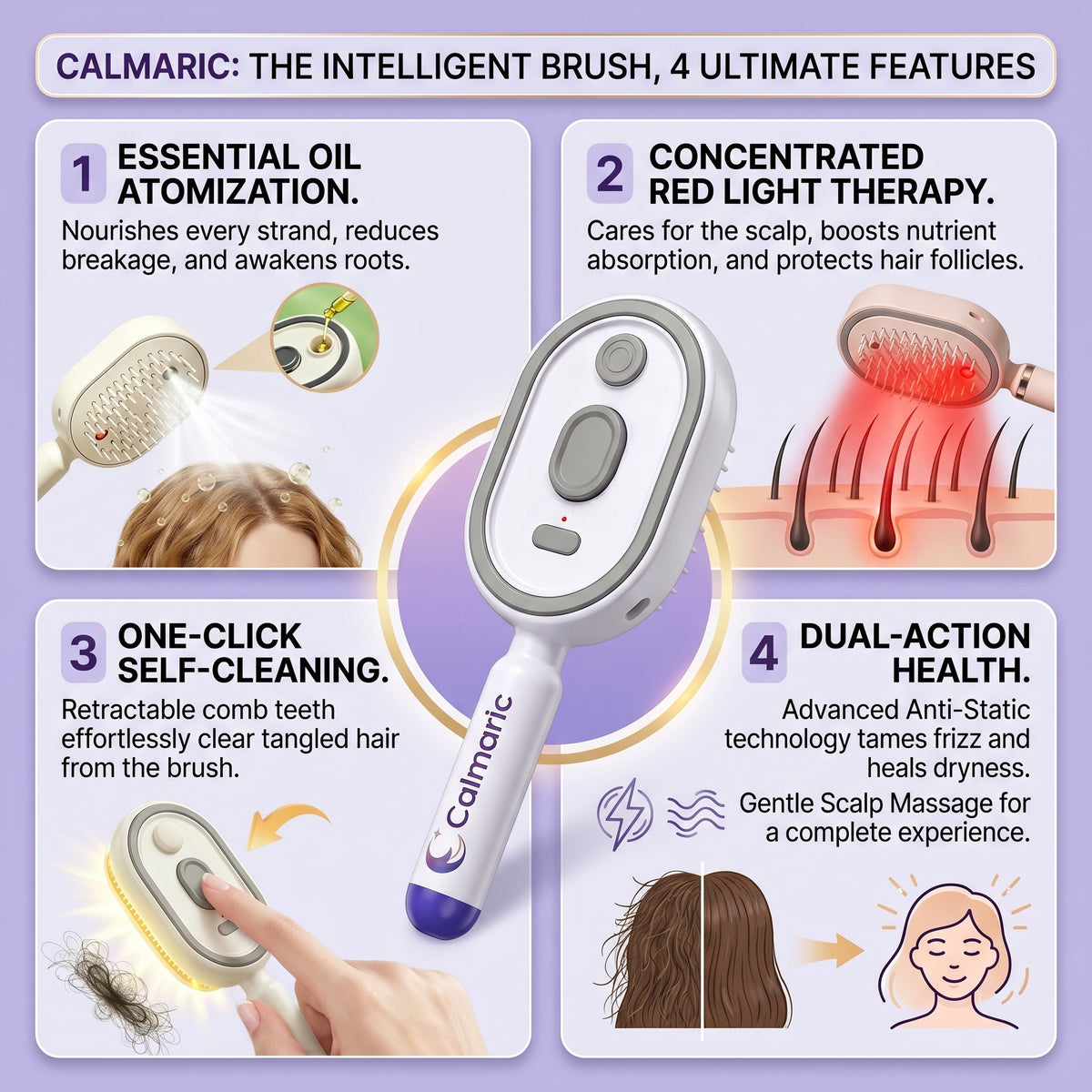 2026 Calmaric Electric Spray Air Cushion Massage Comb | Scalp-Spa Brush